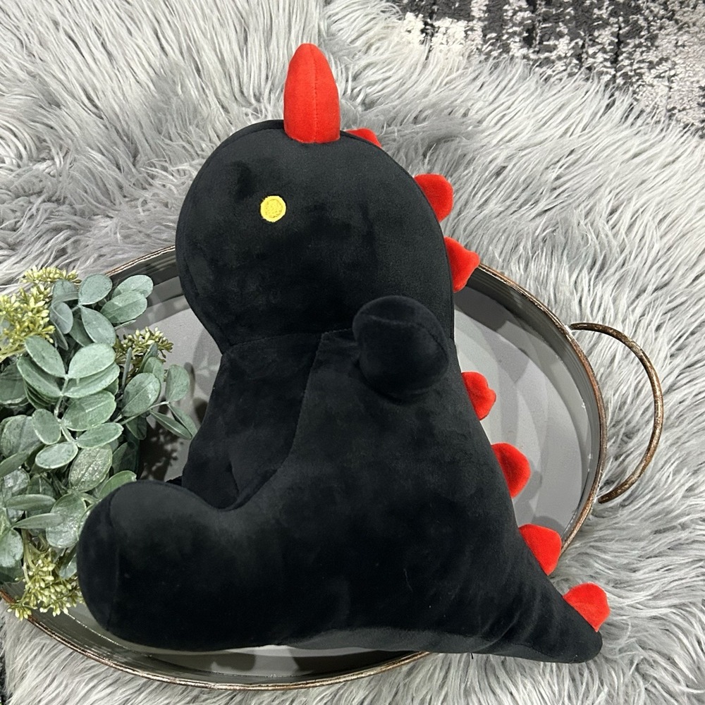 DITUCU Dinosaur Plush Stuffed Animal Toy Black Red Horns Spiked Tail Devil Cute
